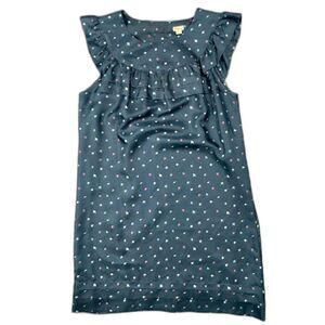 100% Silk Navy Blue Ruffle Cap Sleeve Tunic Dress Heritage 1981 M